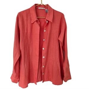 Linen button down shirt Medium Roomy Pink